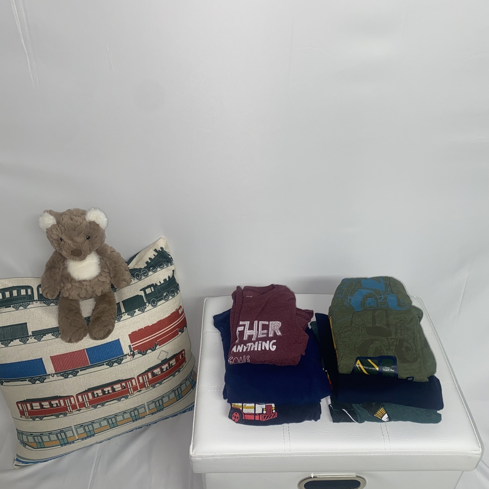 Kids 4T Long Sleeve Tees -  Burgundy, Dark Blue, Olive (Bundle of 6)